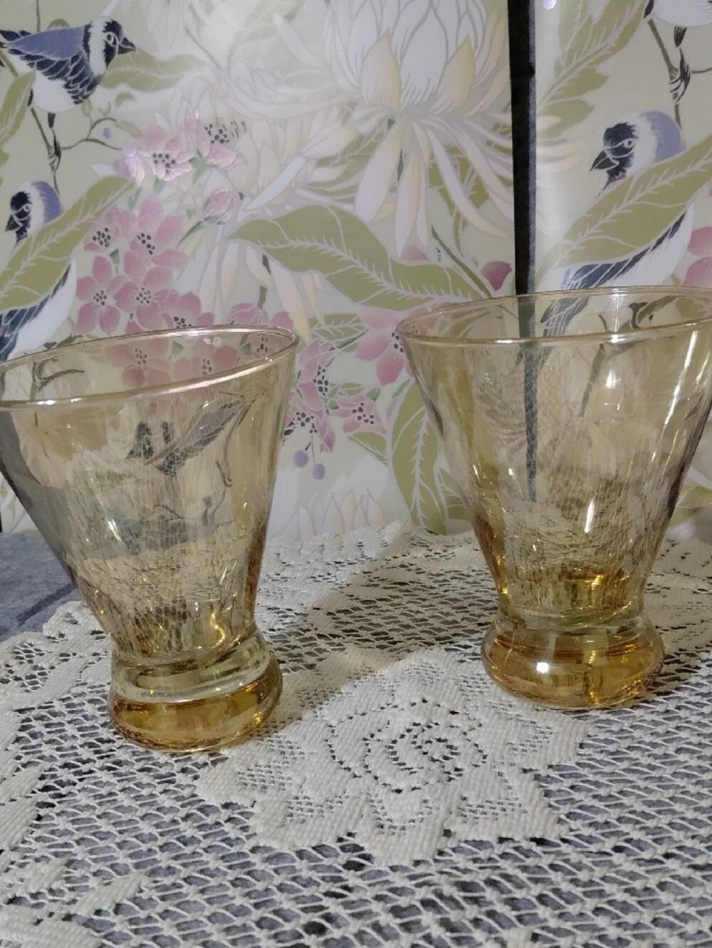 Amber Glass Dessert Cups - Set of 2